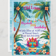 plage tropicale tiki luau personnalisée Invitation