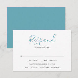 Plage Turquoise Blue Wedding Cartes RSVP