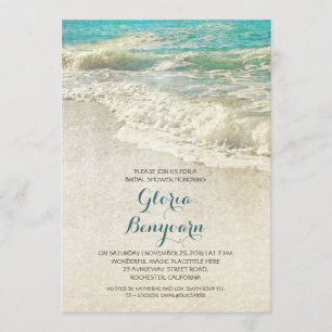 Plage turquoise vintage mer invitation à la douche