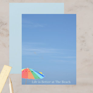Plage Umbrella Life Better Blue Scrapbook papier