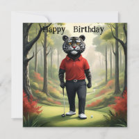 Plage : Un Tigre Jouant Golf, Carte d'Anniversaire