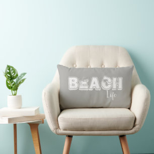 Plage Vie Océan Oreiller Gris Jeu Oreiller