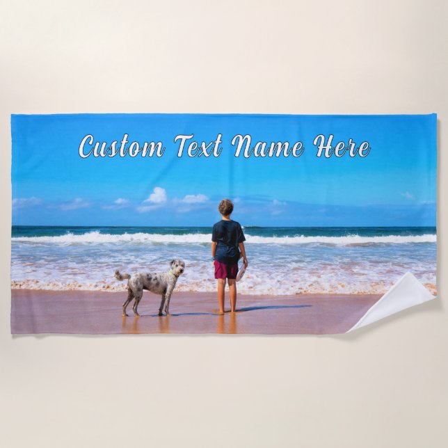 Plage Votre Serviette Photo Beach avec Nom de texte pers (Devant)
