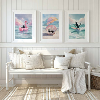 Plage Whimsical Black Cat : Beach Life