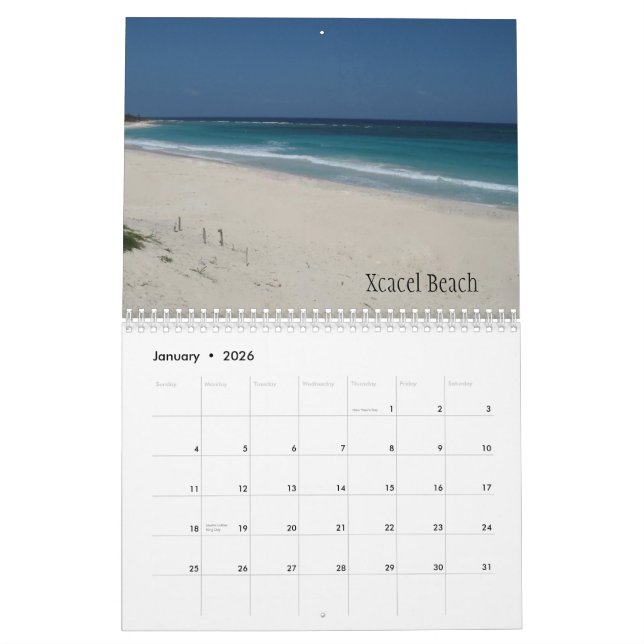 Plages du calendrier de Maya de la Riviera (Jan 2026)
