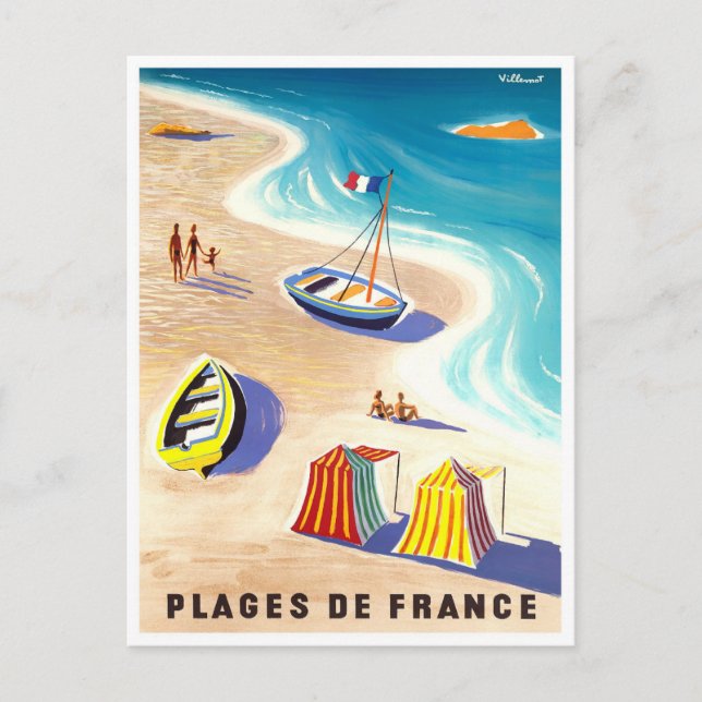 Plages françaises voyage vintage Carte postale (Devant)