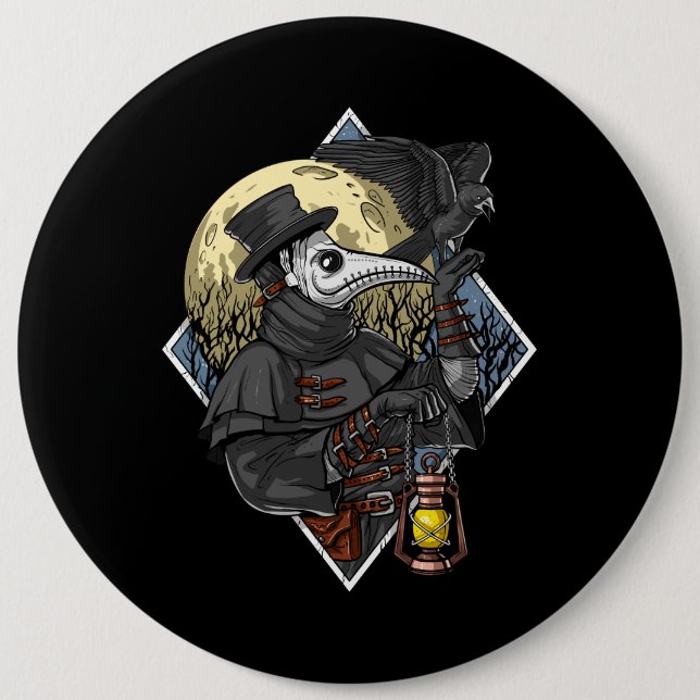 Plague Doctor 6 Inch Round Button (Front)