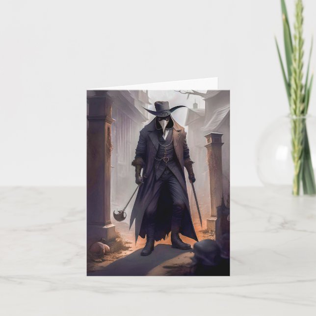 "Plague Doctor" Blank Greeting Card (Front)