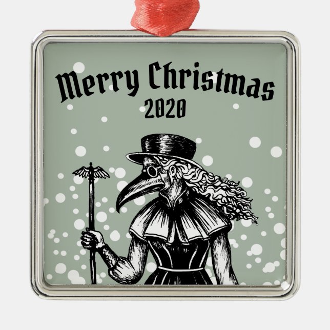 Plague Doctor Christmas Metal Ornament (Front)