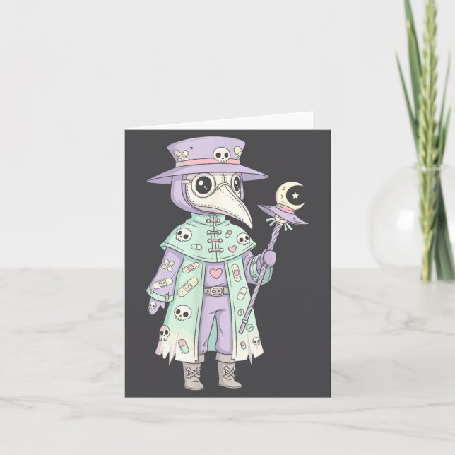 Plague Doctor Gothic Pastel Cute Moth Face Mask Oc Card (Front)