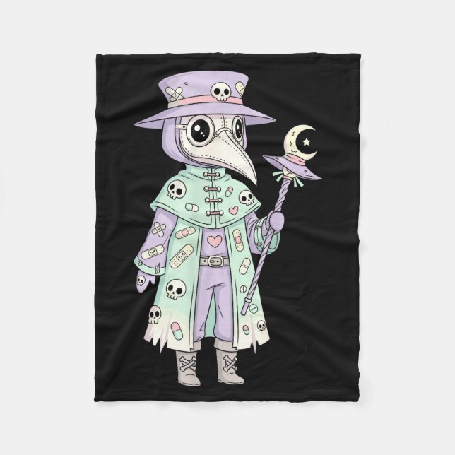 Plague Doctor Gothic Pastel Cute Moth Face Mask Oc Fleece Blanket (Front)