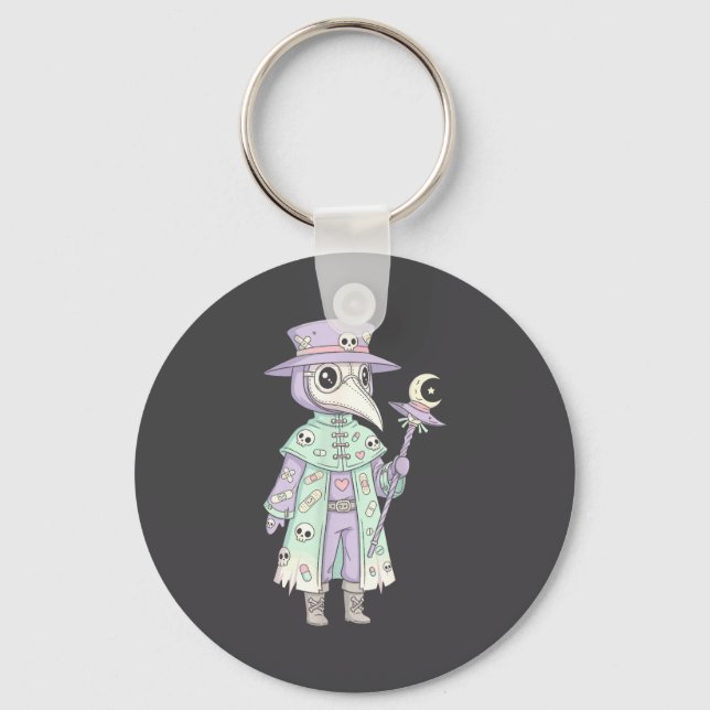 Plague Doctor Gothic Pastel Cute Moth Face Mask Oc Keychain (Front)