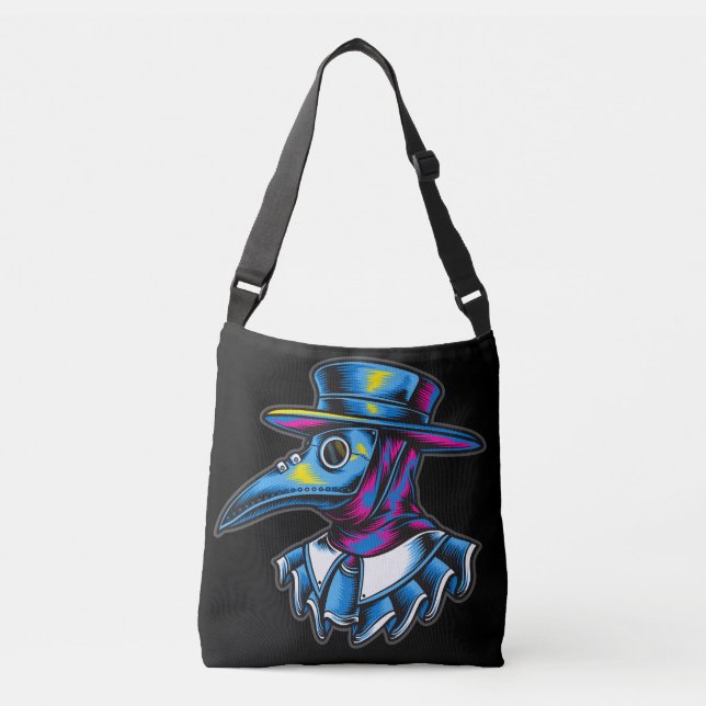 Plague Doctor Illustration Crossbody Bag (Front)