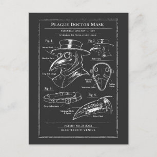 Plague Doctor Mask Blueprint Postcard