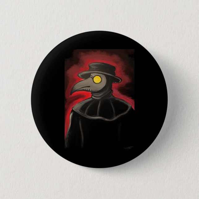 Plague Doctor Painting Sticker  2 Inch Round Button (Front)