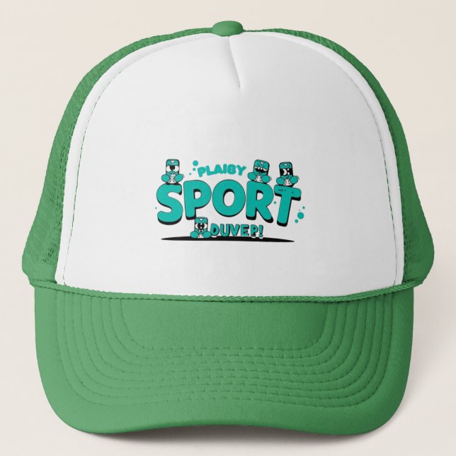  Plaiby Sport Cartoon Tee Trucker Hat (Front)