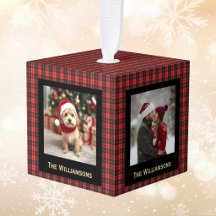 Plaid 4 Photo Christmas Rustic Country Chic