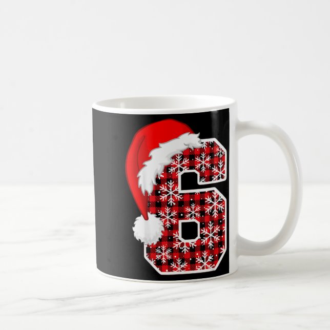 Plaid 6 7 Six Seven Meme Xmas Santa Hat Christmas  Coffee Mug (Right)