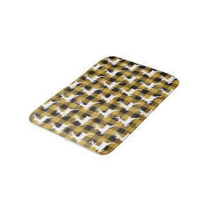 Plaid and deer bath mat