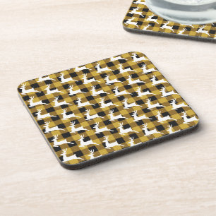 Plaid and deer beverage coaster