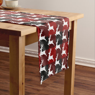 Plaid and deer short table runner