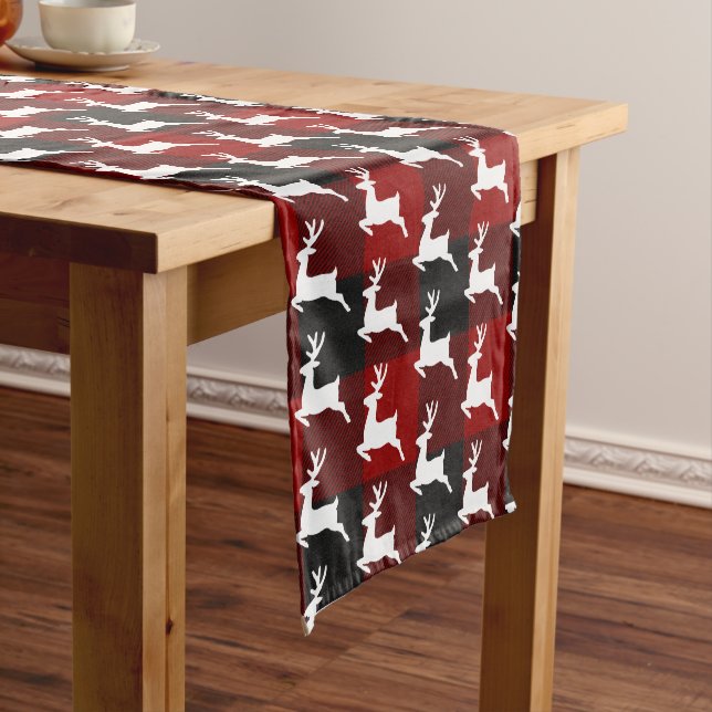 Plaid and deer  short table runner (In Situ)