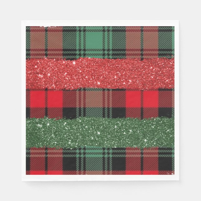 Plaid and Glitter Paper Napkin (Front)