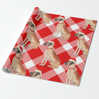 Plaid and Great Dane Dog Lovers Christmas Wrapping Paper