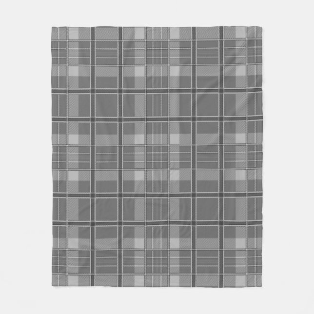 Plaid and lace black white grey cute girly  fleece blanket (Front)