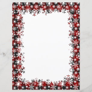 Plaid and snow Christmas stationery