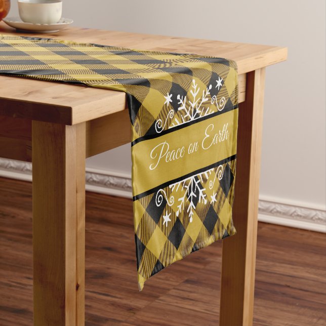 Plaid and snowflake custom Table Runner (In Situ)