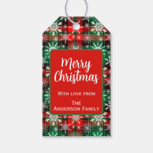 Plaid And Snowflakes Christmas Pattern 1 Gift Tags