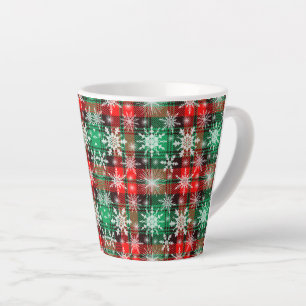 Plaid And Snowflakes Christmas Pattern 1 Latte Mug