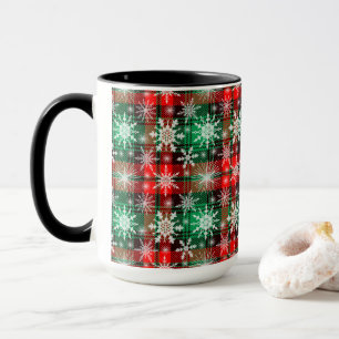 Plaid And Snowflakes Christmas Pattern 1 Mug