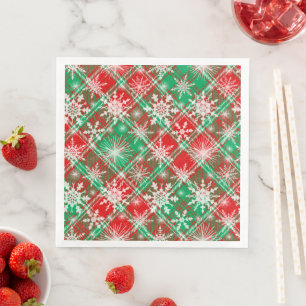 Plaid And Snowflakes Christmas Pattern 2 Napkin