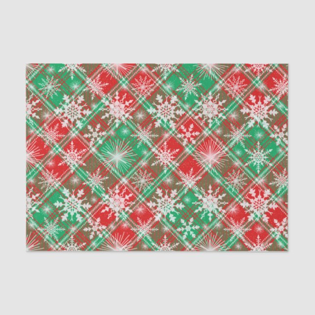 Plaid And Snowflakes Christmas Pattern 2 Tissue Paper (Front)