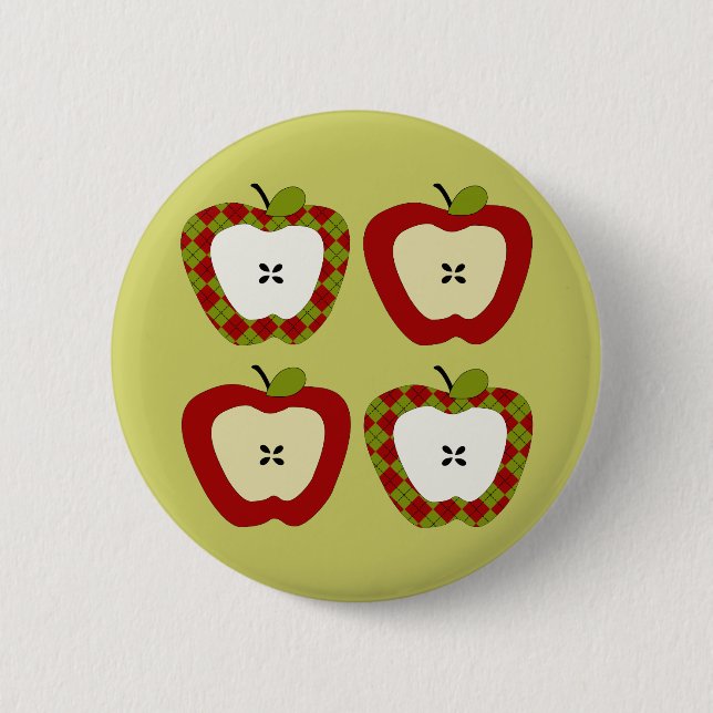 Plaid Apple Quartet 2 Inch Round Button (Front)