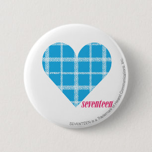 Plaid Aqua 2 2 Inch Round Button