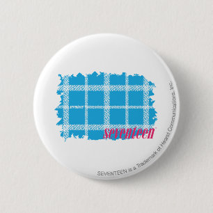 Plaid Aqua 4 2 Inch Round Button