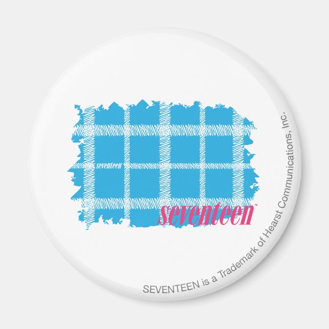 Plaid Aqua 4 Magnet (Front)