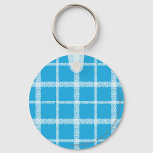 Plaid Aqua Keychain