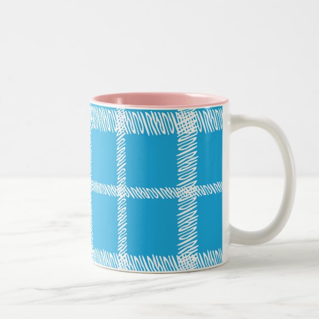 Plaid Aqua Two-Tone Coffee Mug (Right)
