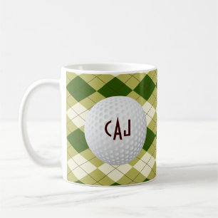 Plaid avec la boule de golf, tasse de café