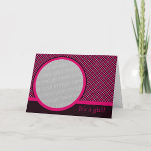 Plaid Baby Faire-part 2 (Rose chaud)