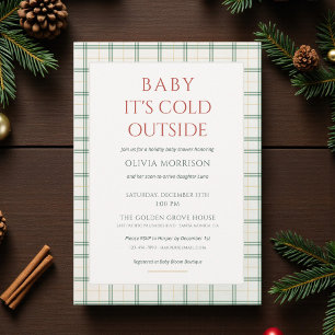 Plaid Baby It's Cold Outside Baby Shower Invitation