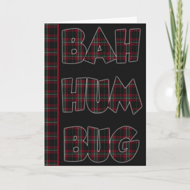 Plaid Bah Humbug Holiday Card (Front)