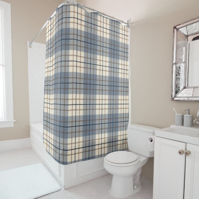 Plaid Big Pattern Blues Brown Cream (In Situ)