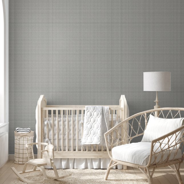 Plaid Black and White Distressed Small Bath Decor Wallpaper (Kids)