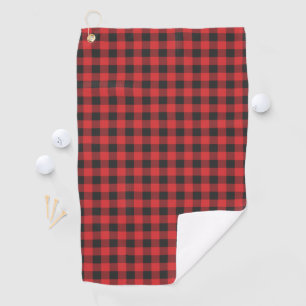 Plaid Black Red Check Buffalo Golf Towel