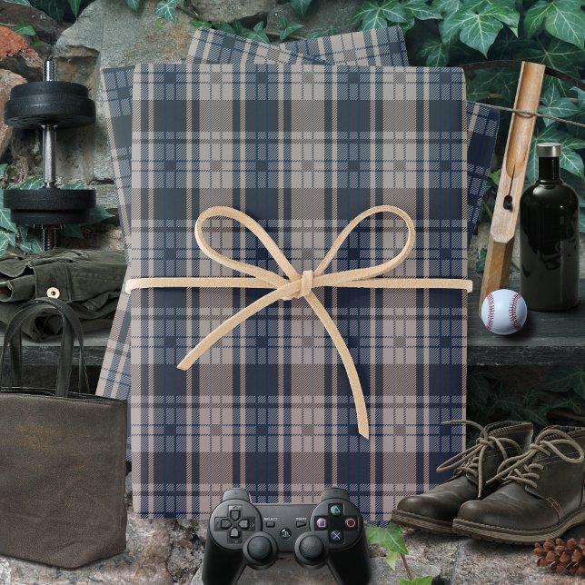 Plaid-Blue Brown-Masculine Wrapping Paper Sheet (Plaid-Blue Brown-Masculine Wrapping Paper Sheets by Leapfroglisics Shop)